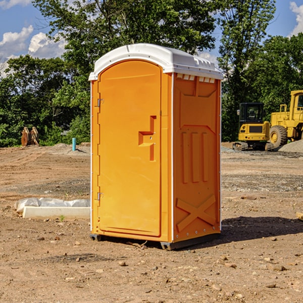 how often are the portable restrooms cleaned and serviced during a rental period in Wade IL